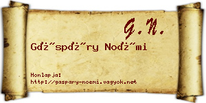 Gáspáry Noémi névjegykártya