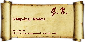 Gáspáry Noémi névjegykártya